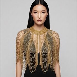 Gold Beaded Chain Cape